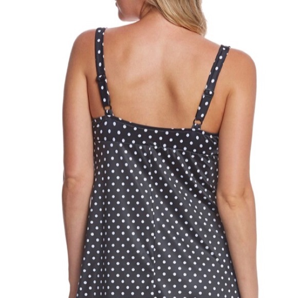 Polka Dot 2 Piece Baby Doll Swimsuit Tankini Black White Dots S, M, L, XL, 1X - Picture 5 of 7